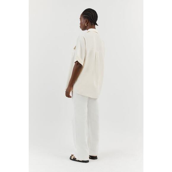 DISSH Amelia Short Sleeve Button-up Shirt Top - S Off White - Picture 5 of 6